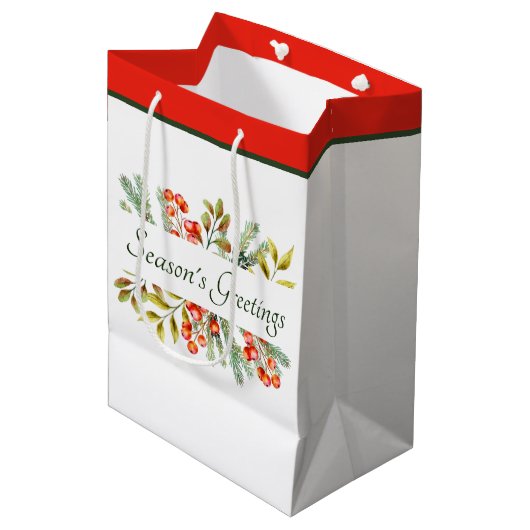 Botanische banner aangepaste vakantie middelgrote medium cadeauzakje (Voorkant Gekanteld)
