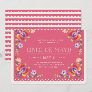 Botanische banner Fiesta-uitnodiging - Magenta Kaart