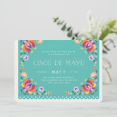 Botanische banner Fiesta-uitnodiging - Turquoise Kaart (Staand voorkant)