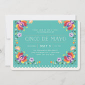 Botanische banner Fiesta-uitnodiging - Turquoise Kaart (Voorkant)