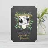 Botanische Baptisme FOTO Invtitions Boy or Girl Kaart (Staand voorkant)