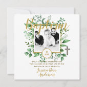 Botanische Baptisme FOTO Invtitions Boy or Girl Kaart (Voorkant)