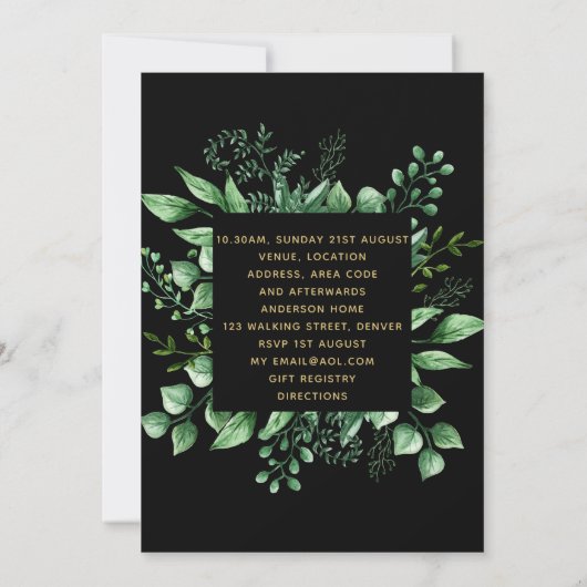 Botanische Baptisme FOTO Invtitions Boy or Girl Kaart (Achterkant)