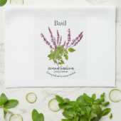 Botanische Basil Plant Kunstbloemen en Tekst Theedoek (Gevouwen)