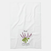 Botanische Basil Plant Kunstbloemen en Tekst Theedoek (Verticaal)