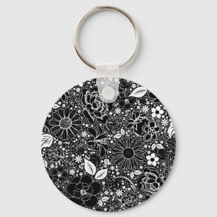 Botanische Beauties Black in White SLEUTELHANGER