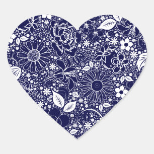 Botanische Beauties Blue HEART STICKER
