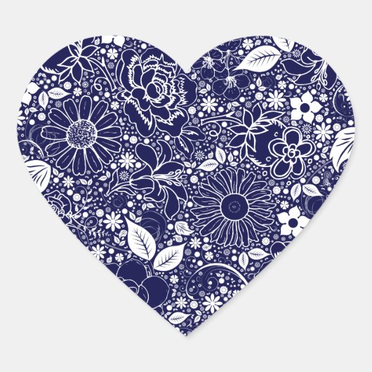 Botanische Beauties Blue HEART STICKER (Voorkant)