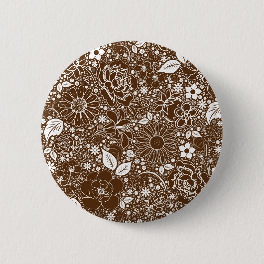 Botanische Beauties Brown Ronde Button 5,7 Cm (Voorkant)