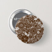 Botanische Beauties Brown Ronde Button 5,7 Cm (Voorkant /achterkant)