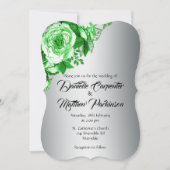 Botanische Beauty: Groene Rozen, Zilveren Bruiloft Kaart (Voorkant)
