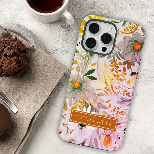 Botanische Beauty Roze en Sinaasappel Bloemen iPhone Hoesje