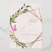 Botanische begrafenis van de vlinder met één overl folie uitnodiging (Voorkant)