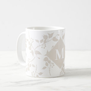 Botanische beige Decoratieve Leaf Monogrammen Koffiemok