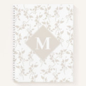 Botanische beige Decoratieve Leaf Monogrammen Notitieboek (Voorkant)