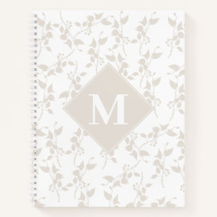 Botanische beige Decoratieve Leaf Monogrammen Notitieboek