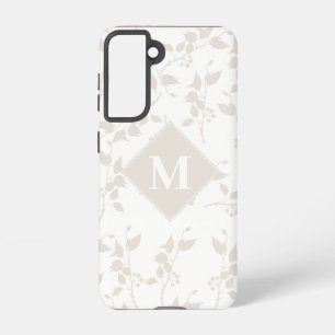 Botanische beige Decoratieve Leaf Monogrammen Samsung Galaxy Hoesje