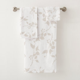 Botanische beige decoratieve lederen patroon bad handdoek