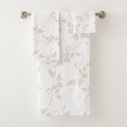 Botanische beige decoratieve lederen patroon bad handdoek (Insitu)