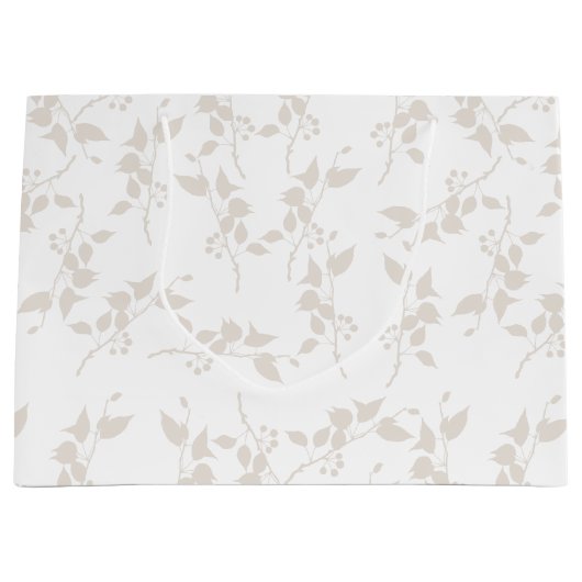 Botanische beige decoratieve lederen patroon groot cadeauzakje (Voorkant)