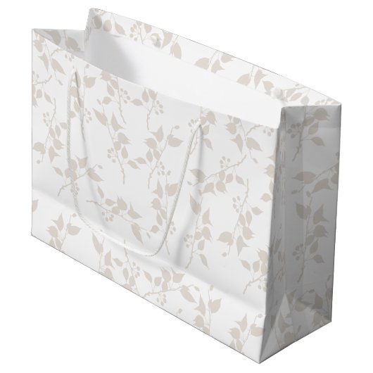 Botanische beige decoratieve lederen patroon groot cadeauzakje (Voorkant Gekanteld)