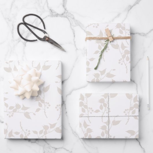 Botanische beige decoratieve lederen patroon inpakpapier vel (Voorkant)