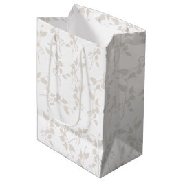 Botanische beige decoratieve lederen patroon medium cadeauzakje