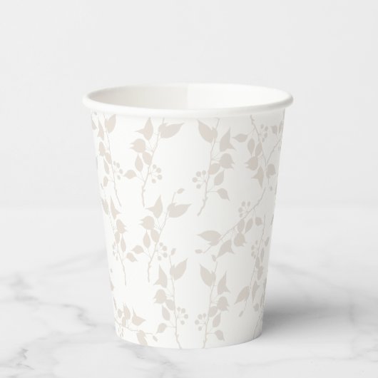 Botanische beige decoratieve lederen patroon papieren bekers (Links)