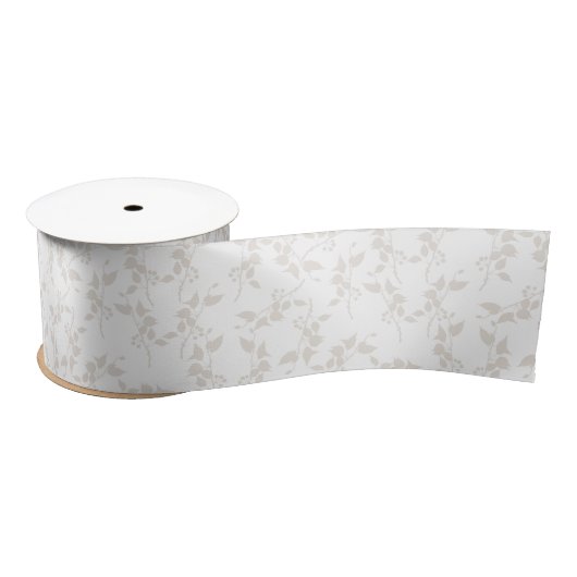 Botanische beige decoratieve lederen patroon satijnen lint (Spoel)