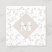 Botanische beige decoratieve lef moderne QR-code Vierkante Visitekaartje (Voorkant)