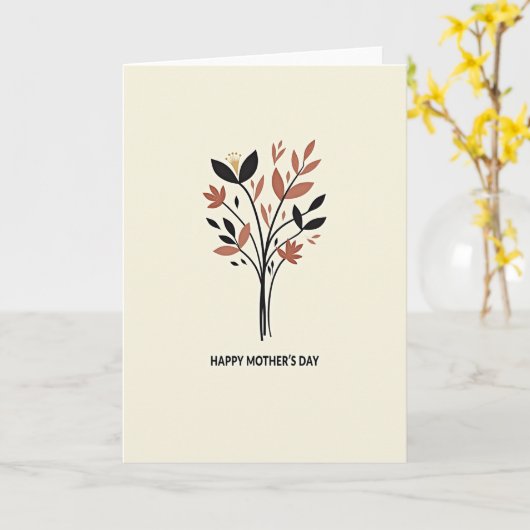 Botanische Beige Patroonkaart Kaart (Gele Bloem)
