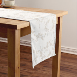 Botanische Beige Sierbladpatroon Korte Tafelloper