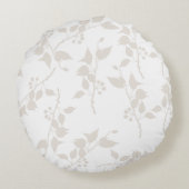 Botanische Beige Sierbladpatroon Rond Kussen (Achterkant)