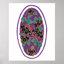 Botanische bes, Art Deco bloemen clipart Klein Poster