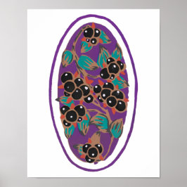 Botanische bes, Art Deco bloemen clipart Klein Poster
