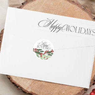 Botanische Bes Kerst Vrolijke Feestdagen Envelope Ronde Sticker