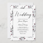 Botanische bessen en kant bruiloft kaart (Voorkant)