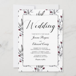 Botanische bessen en kant bruiloft kaart