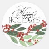 Botanische bessen Happy Holiday Christmas Envelope Ronde Sticker (Voorkant)
