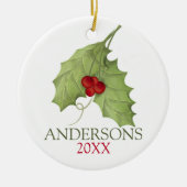 Botanische bessen Rustic Holiday Greenery Familie Keramisch Ornament (Voorkant)