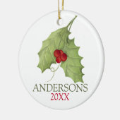 Botanische bessen Rustic Holiday Greenery Familie Keramisch Ornament (Links)