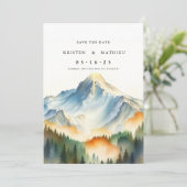 Botanische bewerkbare berg save the date (Staand voorkant)