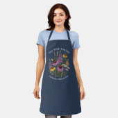 Botanische Bij & Vlinder Navy Schort (Gedragen)