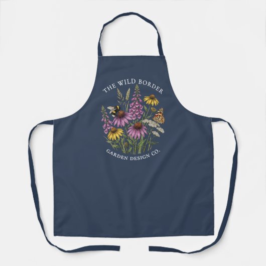 Botanische Bij & Vlinder Navy Schort (Voorkant)