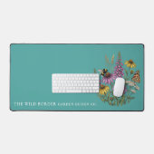 Botanische Bij Vlinder Tuin Bureaubladmat - Teal Bureaumat (Keyboard & Muis)