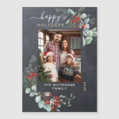 Botanische bijtende Chalkboard Holiday Magnet Kaar (Voorkant)