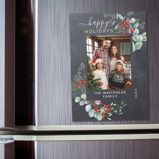 Botanische bijtende Chalkboard Holiday Magnet Kaar