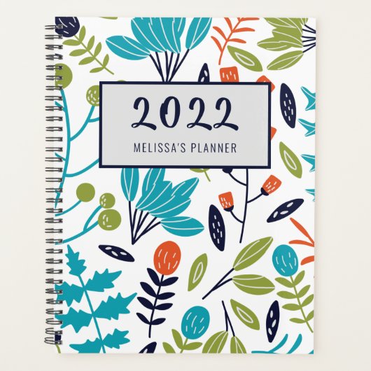 Botanische bijtende moderne Floral op maat Planner (Voorkant)