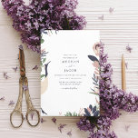 Botanische Bird Tropical Wedding Invitation Kaart<br><div class="desc">Tropische uitnodiging ontworpen voor je botanische tuinbruiloft.  bloemrand met vogelontwerp in blauw,  roze,  groen en ivoor. Gepersonaliseerd met je trouwgegevens. Bekijk ons collectie hieronder om alle trouwproducten in dit ontwerp te zien.</div>