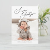 Botanische Black and White Season's Groeten Feestdagenkaart (Staand voorkant)